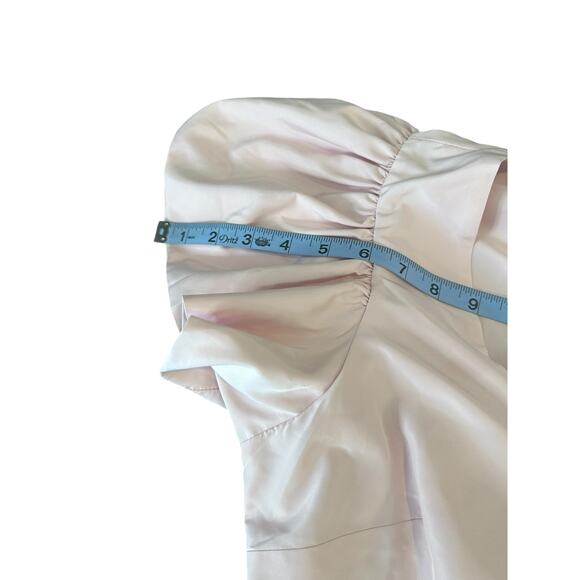 Express Pink Dressy Short Sleeve Ruffle Square Neck Baby Doll Blouse Size Large - Picture 7 of 8